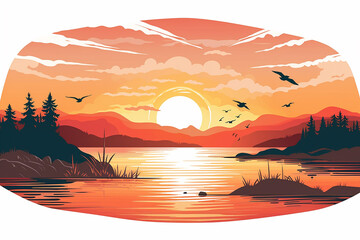 Tropical beach sunset with palm trees