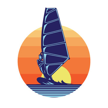 Wind surfing vector illustration logo design, perfect for team and championship event logo 
