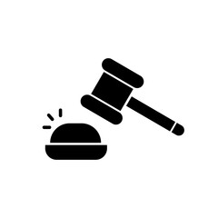 Court icon. Judgment hammer. Gavel. Vector illustration.