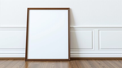 Large blank frame leaning against a white wall.