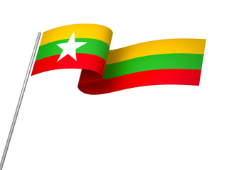 Myanmar flag element design national independence day banner ribbon png
