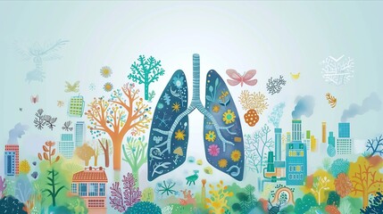 Lung related issues awareness campaigns to preventive measures and healthcare solutions. The scenes convey a sense of empathy, education, and advocacy for individuals and communities to prioritize
