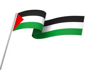 Palestine flag element design national independence day banner ribbon png
