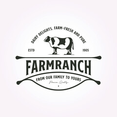 dairy farm emblem logo vector design, dairy farm icon template illustration badge