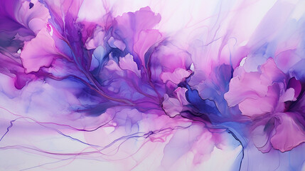 vibrant violet alcohol art floral fluid art painting