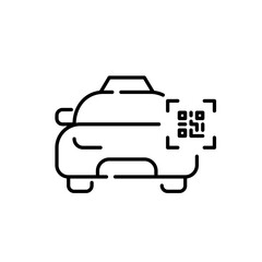 Taxi service. Accessing app using qr code. Pixel perfect, editable stroke icon