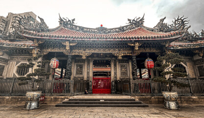 Lungshan Temple in Taiwan. Chinese folk religious temple.