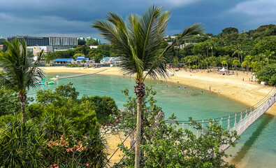 Obraz premium Palawan Beach and Bridge on Sentosa Island