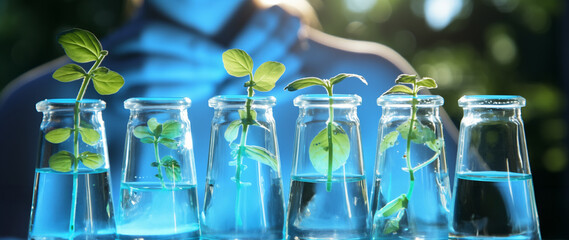 seeds and test tubes in laboratory