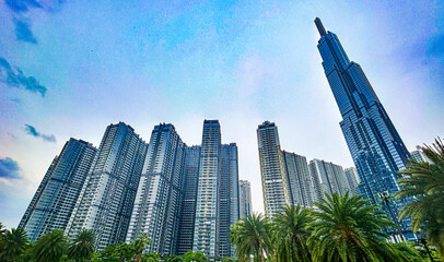 Scenery of skyscrapers in Ho Chi Minh City and landmark 81