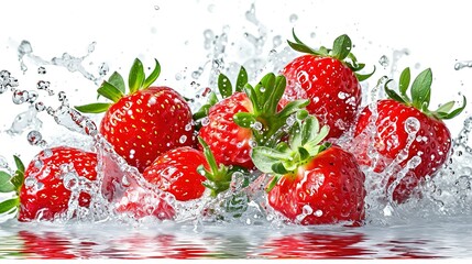 Fototapeta premium strawberry crop water splashes isolated png