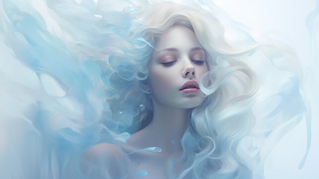 pretty blue ethereal and dreamy artwork on white background