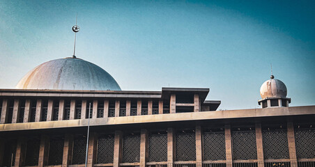 Sky and dome of the Istiqlal Mosque in Jakarta, Indonesia