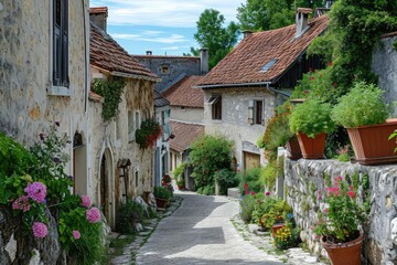 Fototapeta na wymiar A picturesque view of a quaint european village Capturing the charm and history of the region
