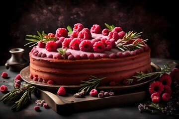 christmas cake with berries