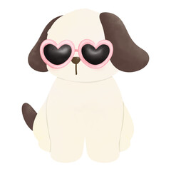white dog wearing sunglasses 