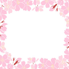満開の桜フレーム　春のデコレーションフレーム　正方形
