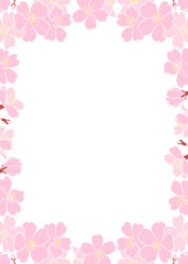 満開の桜フレーム　春のデコレーションフレーム　縦向き