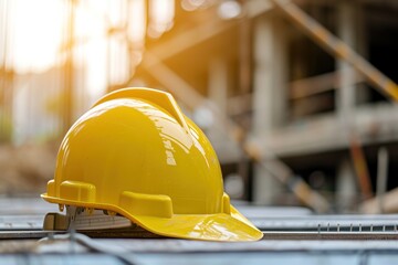 Yellow hard safety helmet hat for safety project of workman as engineer 