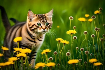 cat and flowers