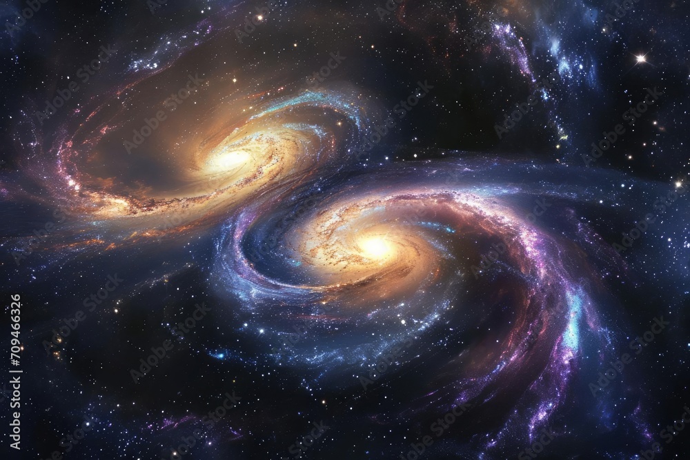 Canvas Prints distant galaxies colliding creating a cosmic spectacle