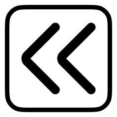 Vector double arrow chevron left icon. Black, white background. Perfect for app and web interfaces, infographics, presentations, marketing, etc.