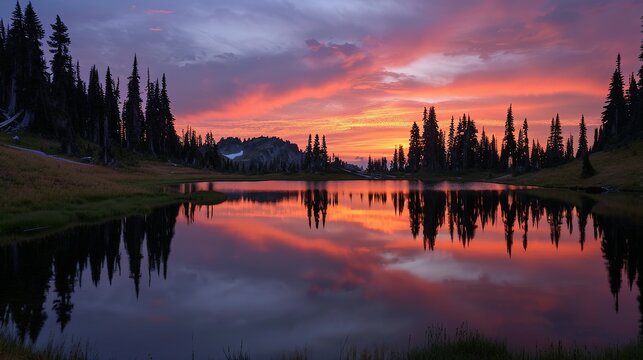 Tipsoo lake sunset