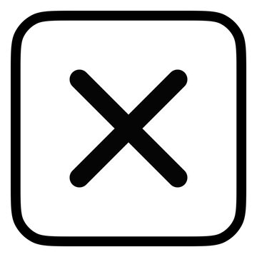 Vector cross multiply close remove mark icon. Black, white background. Perfect for app and web interfaces, infographics, presentations, marketing, etc.