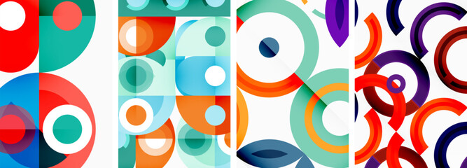 Circles and rings geometric backgrounds. Posters for wallpaper, business card, cover, poster, banner, brochure, header, website