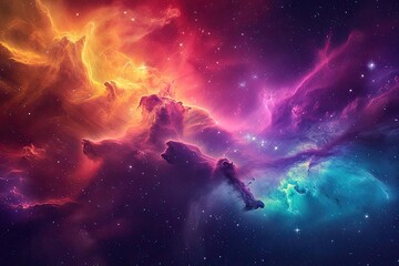 Fototapeta na wymiar Nebula cloud formation in deep space with vibrant colors