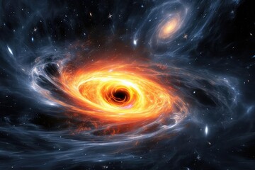 Black hole pulling in surrounding stars and gas clouds