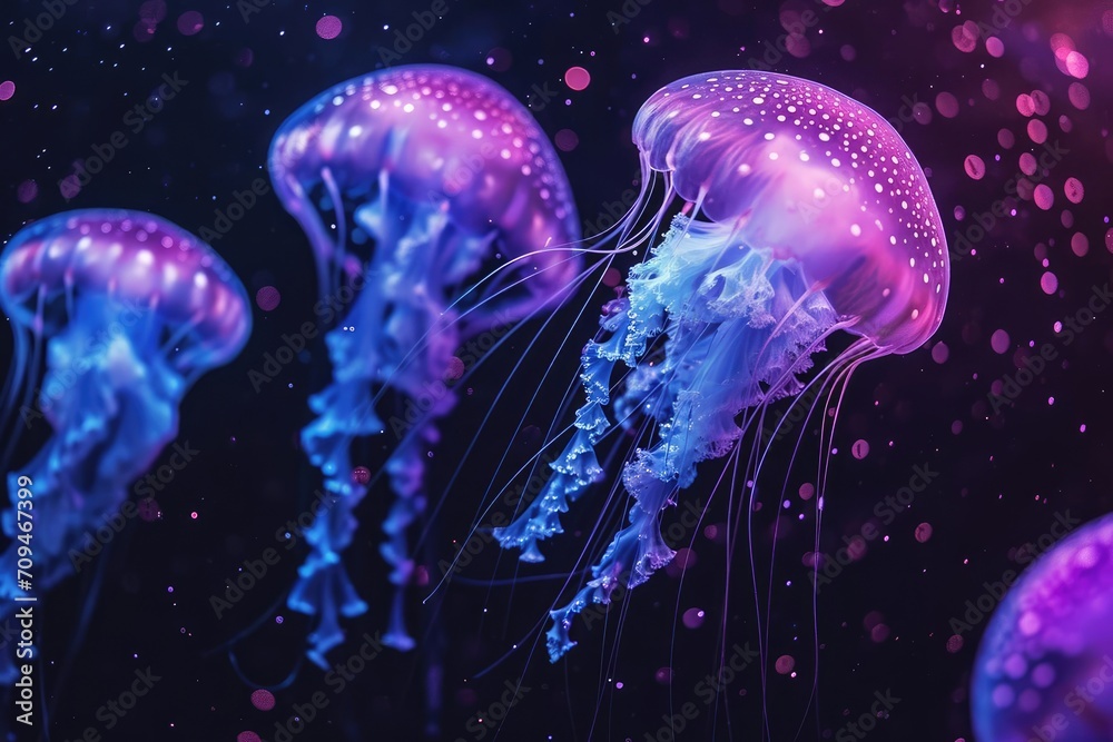 Wall mural cosmic jellyfish-like entities floating in deep space
