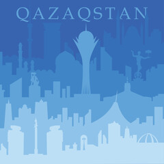 Vector image of the central part of the capital of Kazakhstan, Astana, Nursultan