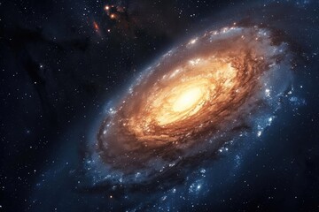 Naklejka premium Majestic spiral galaxy in deep space Illuminated by stars and nebulae