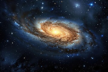 Obraz na płótnie Canvas Majestic spiral galaxy in deep space Glowing stars Nebula clouds