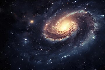 Majestic spiral galaxy in deep space Illuminated by stars and nebulae