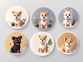 Set of dog stickers in white background