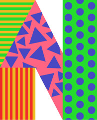 Pop Art Colorful Letter N