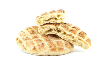 Toasted pita bread isolated on a white background