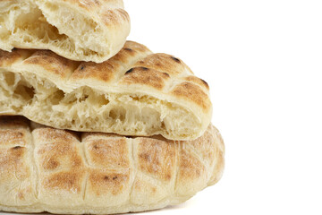 Toasted pita bread isolated on a white background