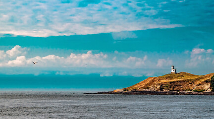 Cattle Point lighthouse from water, Washington State