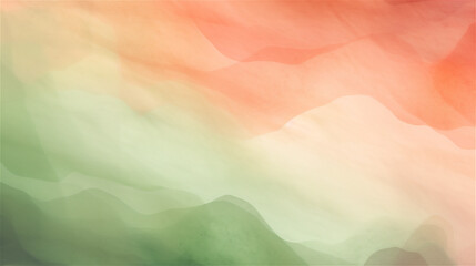 Orange and light green gradient watercolor texture wave background
