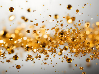 Flying Gold Dust or Confetti Background with Glitter and Shiny Effect. Golden Abstract Background