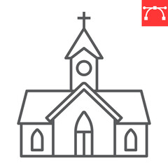 Church line icon, St. Patrick's Day and Easter, chapel vector icon, vector graphics, editable stroke outline sign, eps 10.