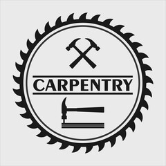 saw and hammer carpentry logo vector illustration design