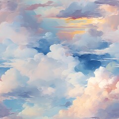 Cloud impressionist style abstract painting  - obrazy, fototapety, plakaty