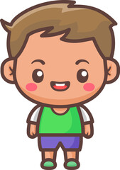 Cute happy little boy cartoon illustration
