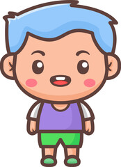 Cute happy little boy cartoon illustration