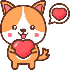 Cute puppy dog with a heart cartoon illustration