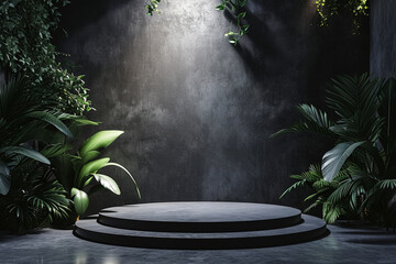 Podium 3d dark lighting outdoor minimalistic